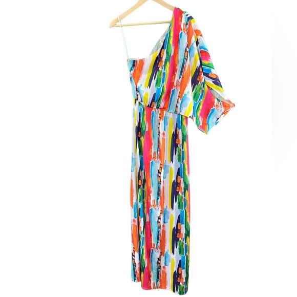 Project Judith March One Shoulder Colorful Maxi Dress Medium - Picture 2 of 8